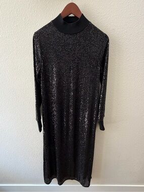all saints long sleeve sequin dress AllSaints Women's Juela Sequin Dress, Black, Size: S